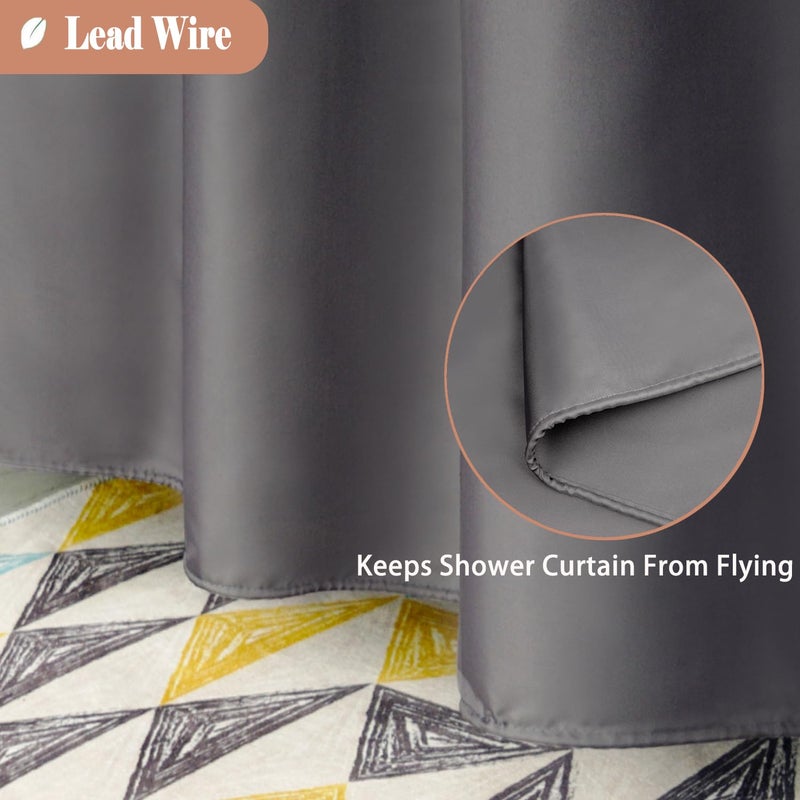 UFRIDAY Dark Gray Shower Curtain with White Mesh Window, Fabric Bathroom Shower Curtain with Weighted Bottom Hem, 48 x 72 inch, Waterproof - Image 4